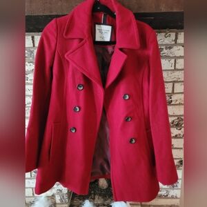 Tommy Hilfiger Red Maron Wool Pea Coat S